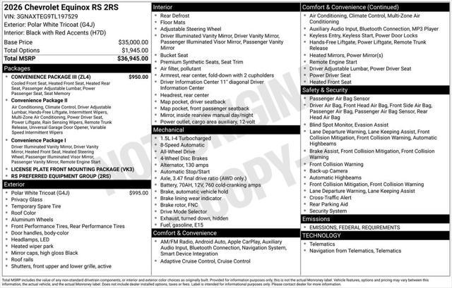 new 2026 Chevrolet Equinox car, priced at $38,340