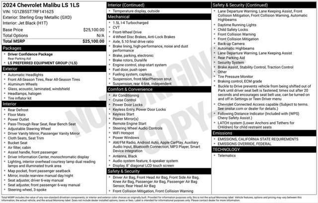 used 2024 Chevrolet Malibu car, priced at $22,000