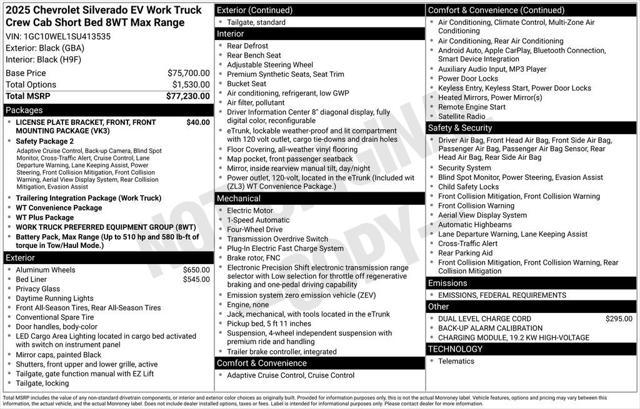 new 2025 Chevrolet Silverado EV car, priced at $75,285