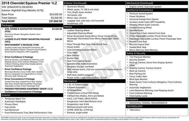 used 2018 Chevrolet Equinox car, priced at $18,000