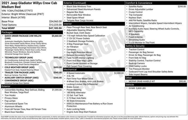 used 2021 Jeep Gladiator car, priced at $32,500