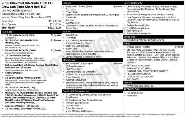 new 2025 Chevrolet Silverado 1500 car, priced at $65,110