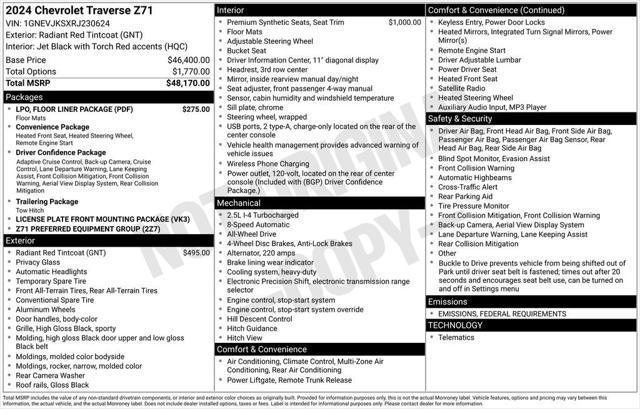 used 2024 Chevrolet Traverse car, priced at $52,000