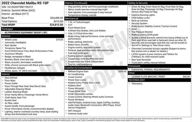 used 2022 Chevrolet Malibu car, priced at $23,000