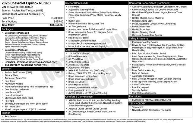 new 2026 Chevrolet Equinox car, priced at $36,890