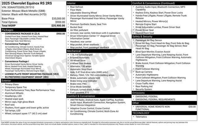 new 2025 Chevrolet Equinox car, priced at $36,295