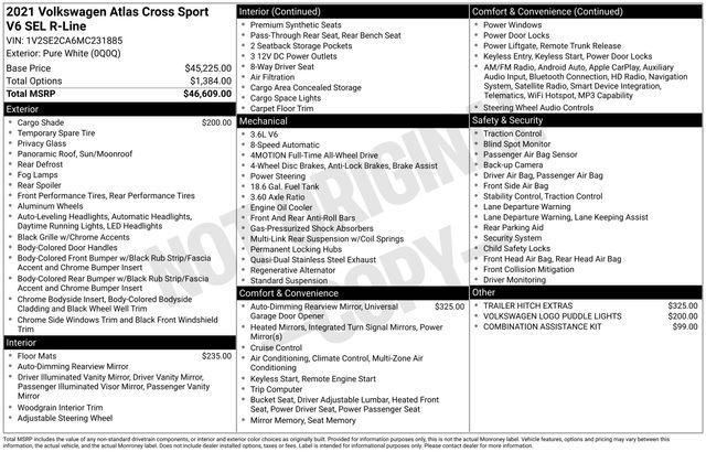used 2021 Volkswagen Atlas Cross Sport car, priced at $24,000