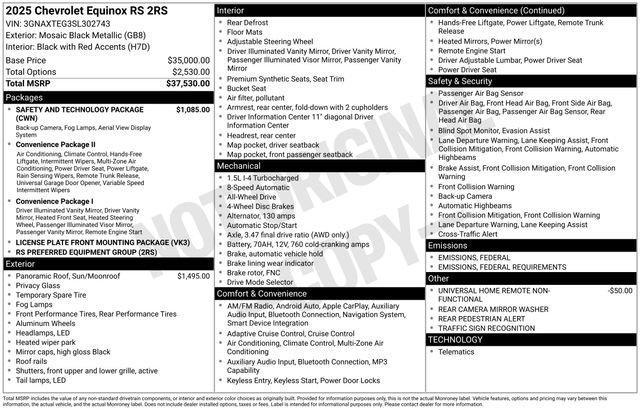new 2025 Chevrolet Equinox car, priced at $37,925
