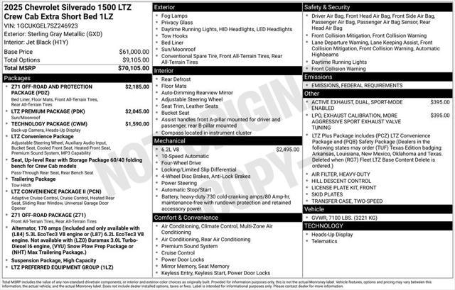 new 2025 Chevrolet Silverado 1500 car, priced at $68,400