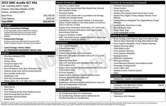 used 2023 GMC Acadia car, priced at $29,200