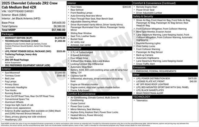new 2025 Chevrolet Colorado car, priced at $59,710