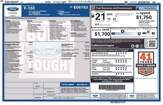 used 2018 Ford F-150 car, priced at $24,500