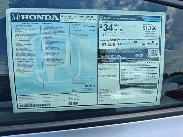 new 2025 Honda Civic car, priced at $28,600