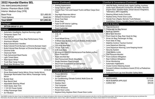 used 2022 Hyundai Elantra car, priced at $19,913