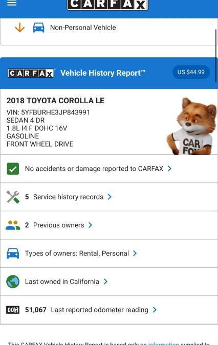 used 2018 Toyota Corolla car, priced at $10,844