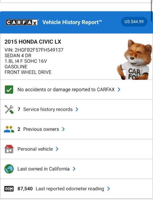 used 2015 Honda Civic car, priced at $12,232