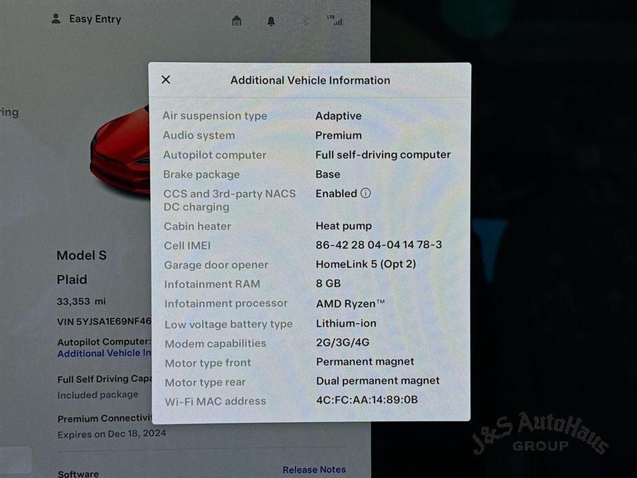 used 2022 Tesla Model S car, priced at $59,995