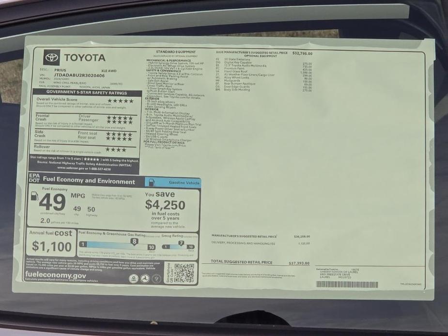 new 2024 Toyota Prius car, priced at $36,643