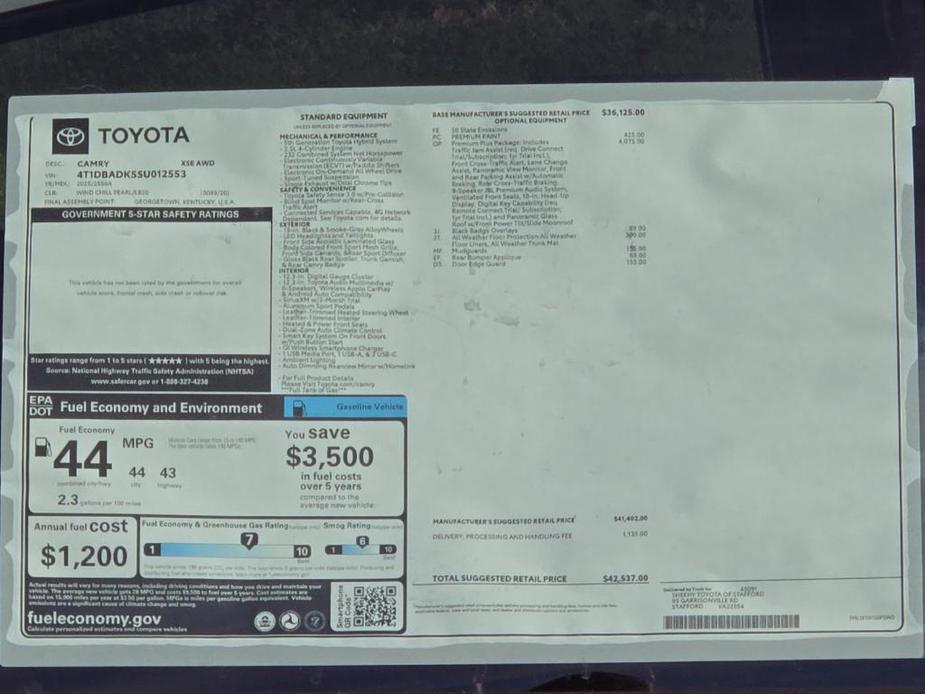 new 2025 Toyota Camry car, priced at $42,537