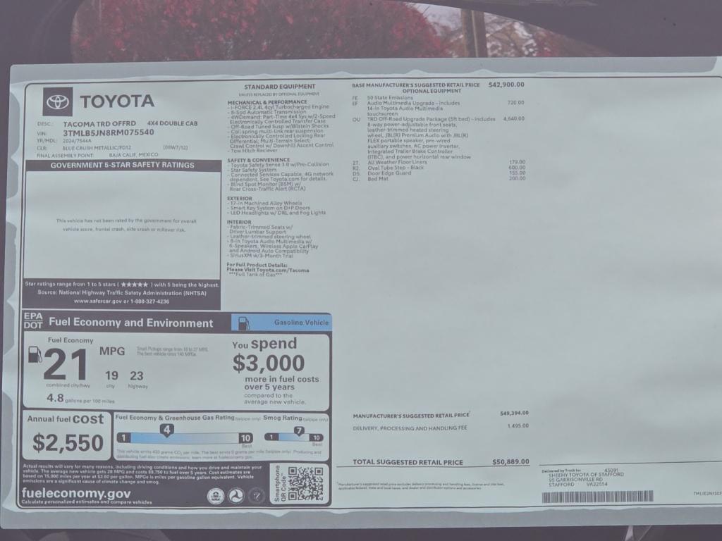 new 2024 Toyota Tacoma car, priced at $47,669