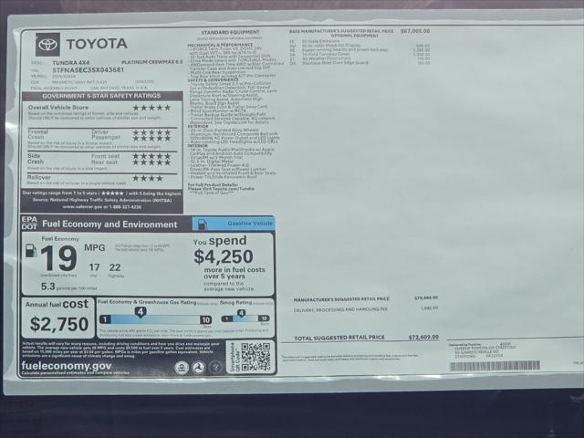 new 2025 Toyota Tundra car, priced at $68,089