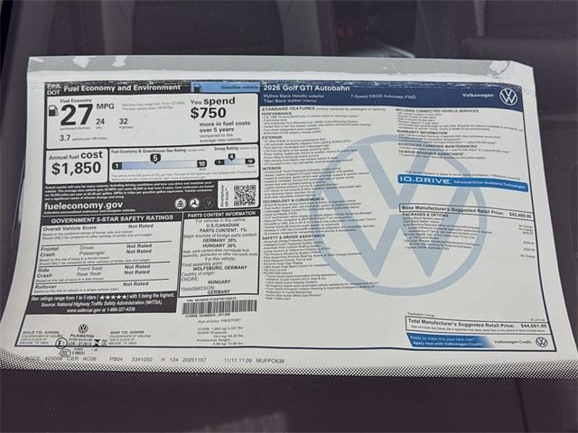 new 2026 Volkswagen Golf GTI car, priced at $44,681