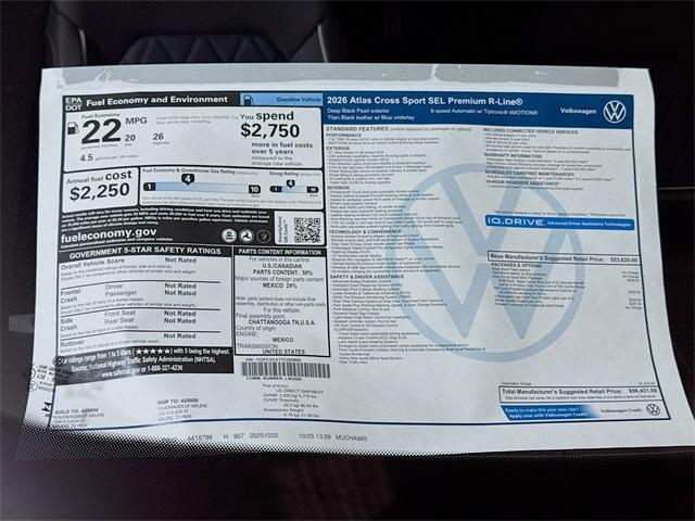 new 2026 Volkswagen Atlas Cross Sport car, priced at $53,969