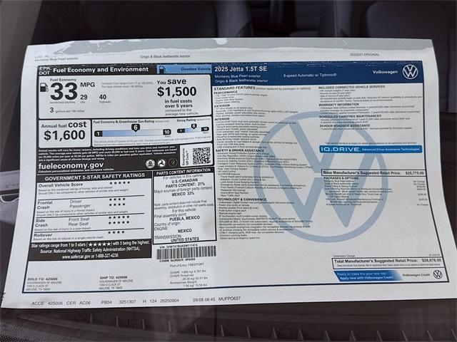 new 2025 Volkswagen Jetta car, priced at $27,114