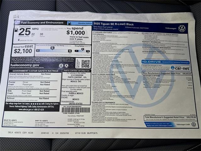 new 2025 Volkswagen Tiguan car, priced at $37,876