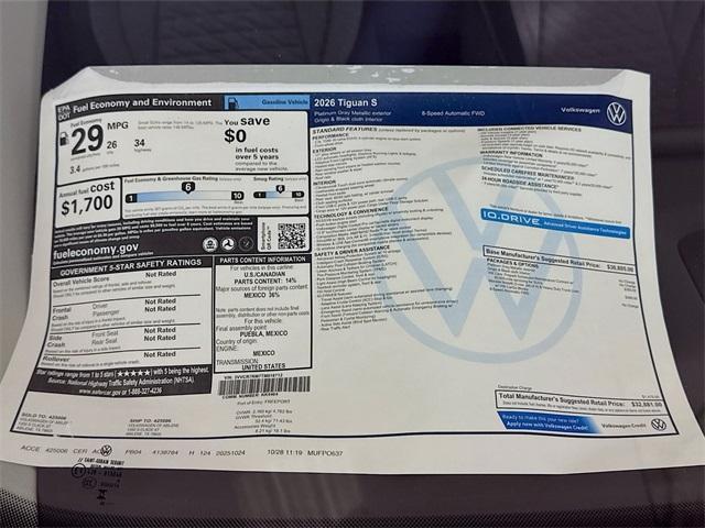 new 2026 Volkswagen Tiguan car, priced at $32,381