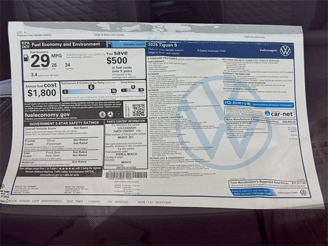 new 2025 Volkswagen Tiguan car, priced at $30,836