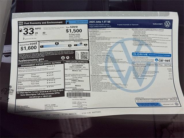 new 2025 Volkswagen Jetta car, priced at $27,708