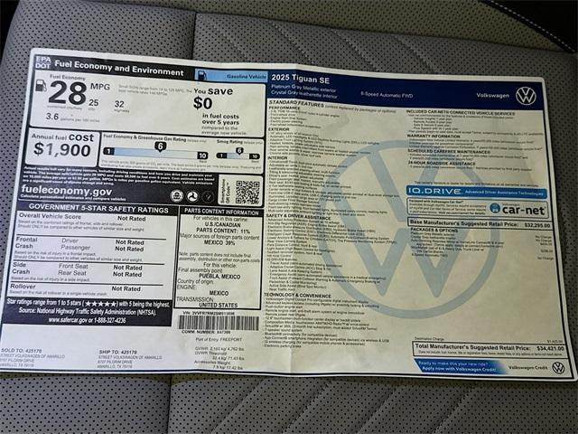 new 2025 Volkswagen Tiguan car, priced at $33,671