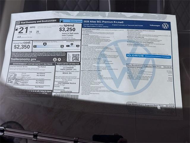 new 2026 Volkswagen Atlas car, priced at $56,312