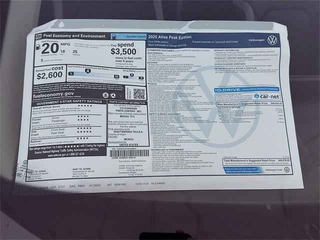 new 2025 Volkswagen Atlas car, priced at $47,076