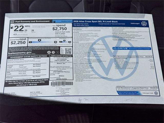 new 2026 Volkswagen Atlas Cross Sport car, priced at $51,596