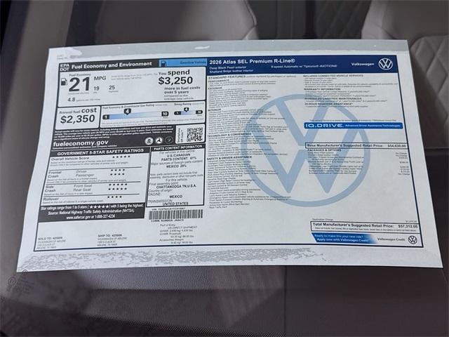 new 2026 Volkswagen Atlas car, priced at $56,312