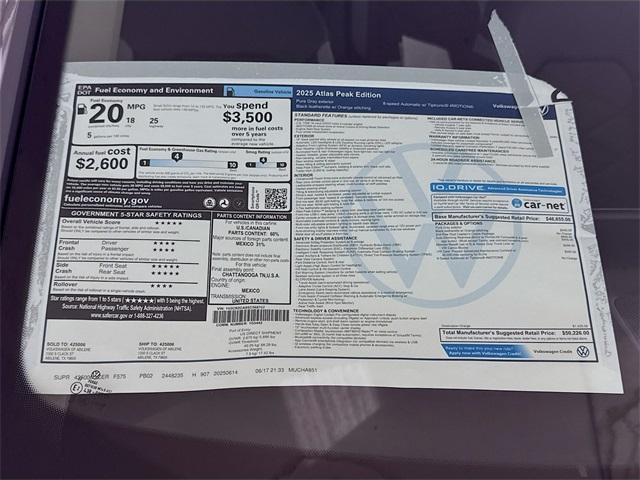 new 2025 Volkswagen Atlas car, priced at $41,939