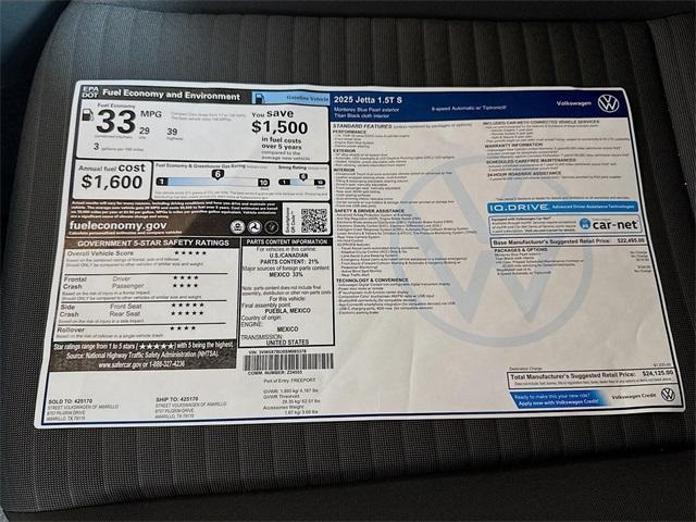 new 2025 Volkswagen Jetta car, priced at $24,125