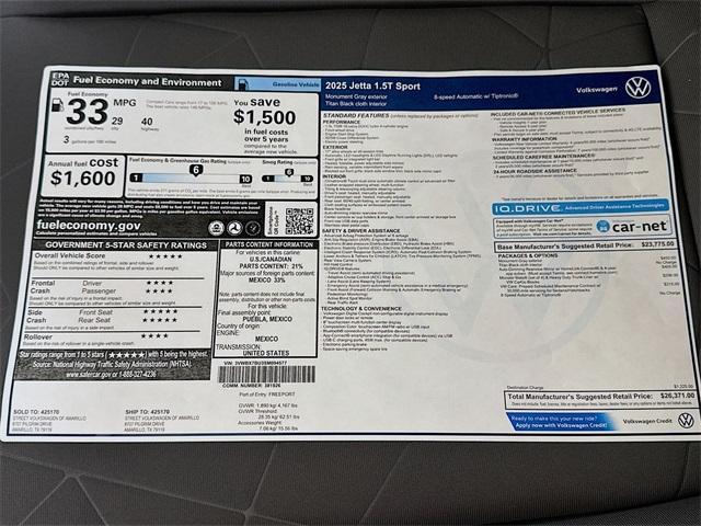 new 2025 Volkswagen Jetta car, priced at $25,371