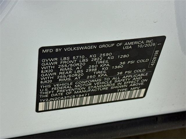 new 2026 Volkswagen Atlas car, priced at $46,220