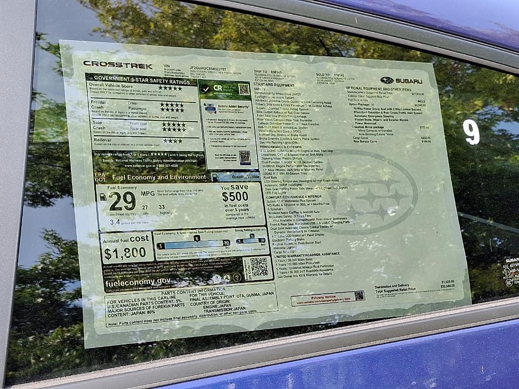 new 2025 Subaru Crosstrek car, priced at $30,639