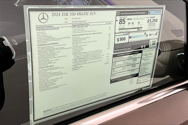 new 2024 Mercedes-Benz EQE 350 car, priced at $86,615