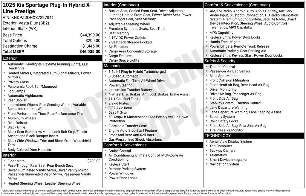 used 2025 Kia Sportage Plug-In Hybrid car, priced at $37,000