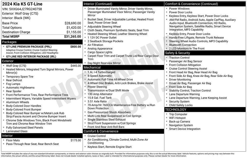 used 2024 Kia K5 car, priced at $26,000