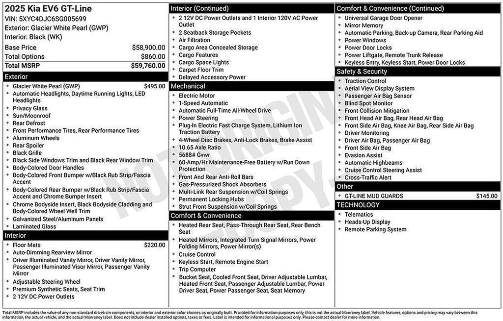 used 2025 Kia EV6 car, priced at $45,000