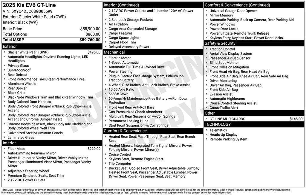 used 2025 Kia EV6 car, priced at $45,000