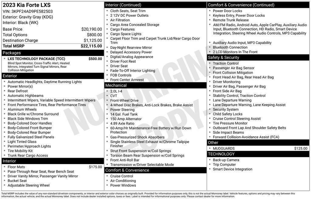 used 2023 Kia Forte car, priced at $19,000