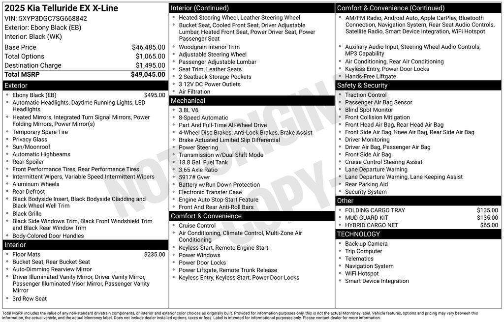 new 2025 Kia Telluride car, priced at $46,253