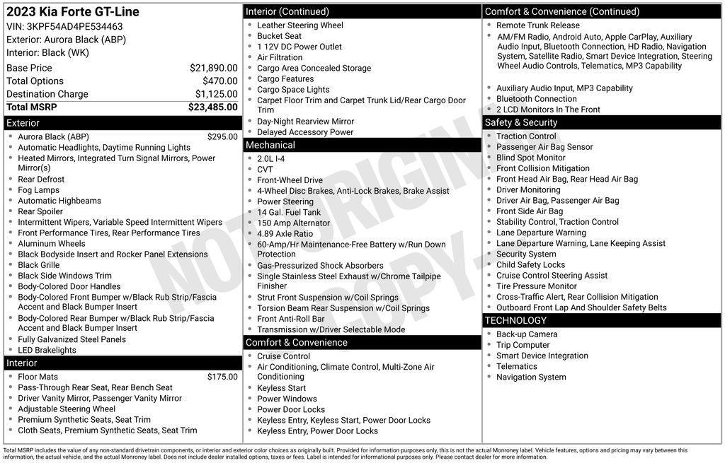 used 2023 Kia Forte car, priced at $19,300